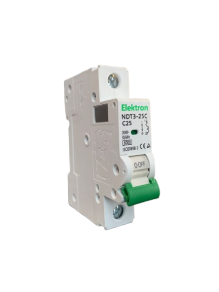 INTERRUPTOR TERMOMAGNÉTICO ACCESORIABLE ELEKTRON 25A 6KA 1P