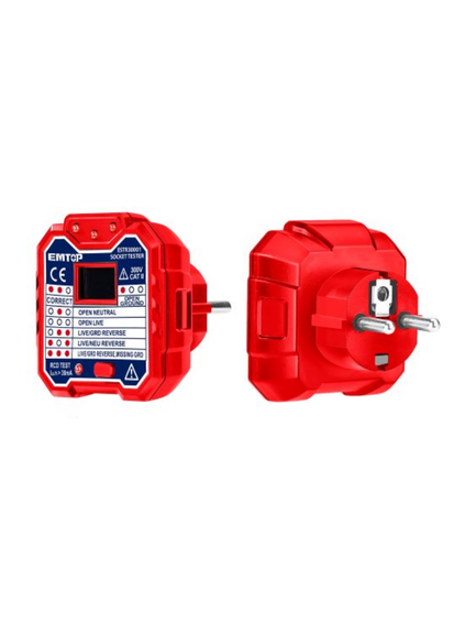 COMPROBADOR DE TOMAS ELECTRICAS LCD. RCD-30MA - EMTOP