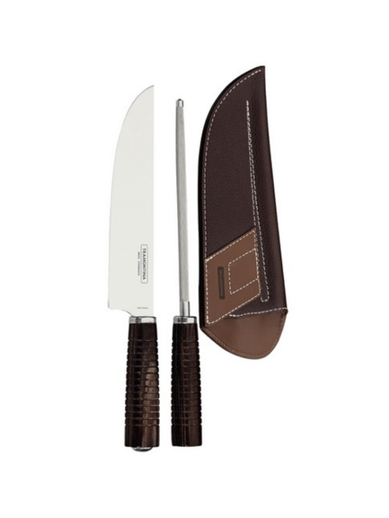 JUEGO CUCHILLO/AFILADOR 2PZAS CHURRASCO ROBLE - TRAMONTINA