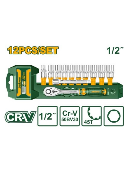 JUEGO DE LLAVE TUBO CRV 1/2 12PZS (10-24MM) JADEVER ESTUCHE
