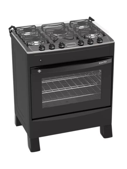 COCINA A GAS TOKYO BRAVO PLUS 5H  C/ENC. NEGRA MESA INOX COMANDO SUPERIOR