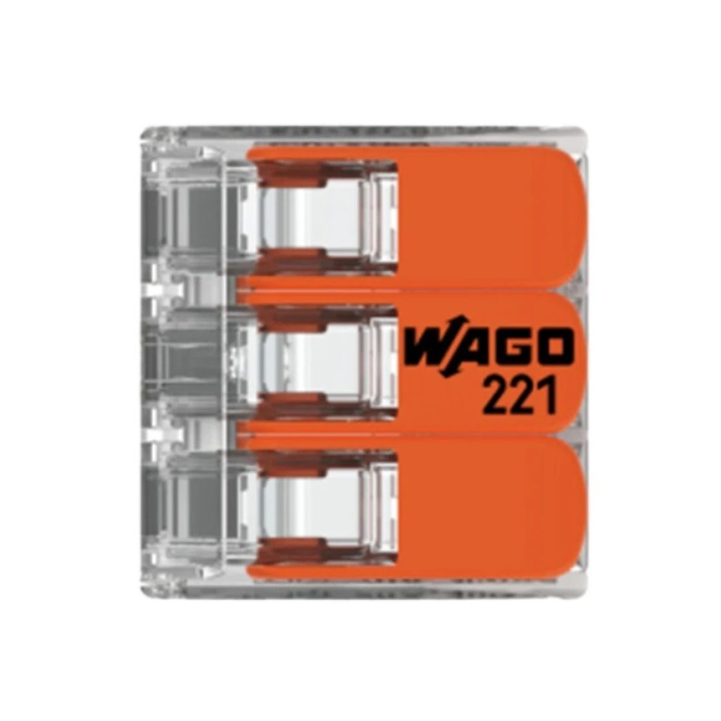 CONECTOR/EMPALME RAP. WAGO 221/413 - 0,5 A 4mm2 (3 CONEX)